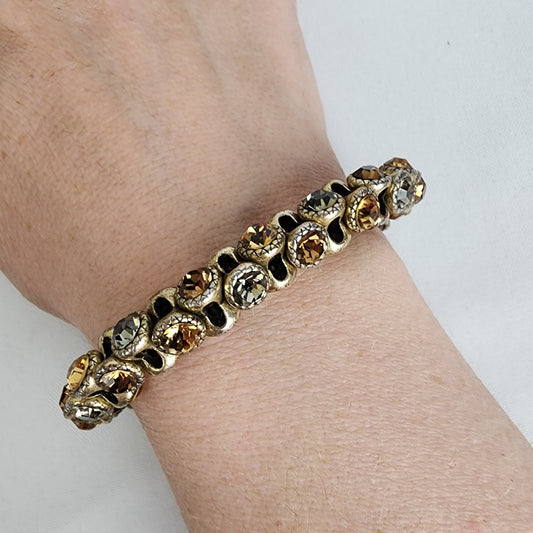 Gold Tone Crystal Rhinestone Stretch Bracelet