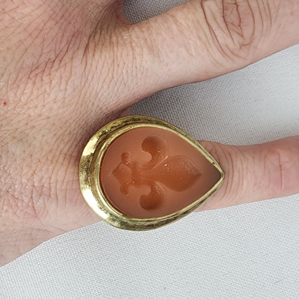 SILPADA Fleur De Lis Brass Resin Bohemian Blossom Ring Size 5