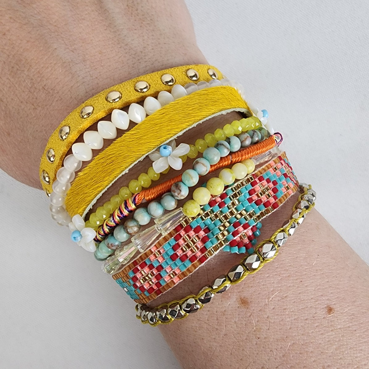 Colorful Hipanema Bohemian Yellow Multi-Strand Magnetic Bracelet