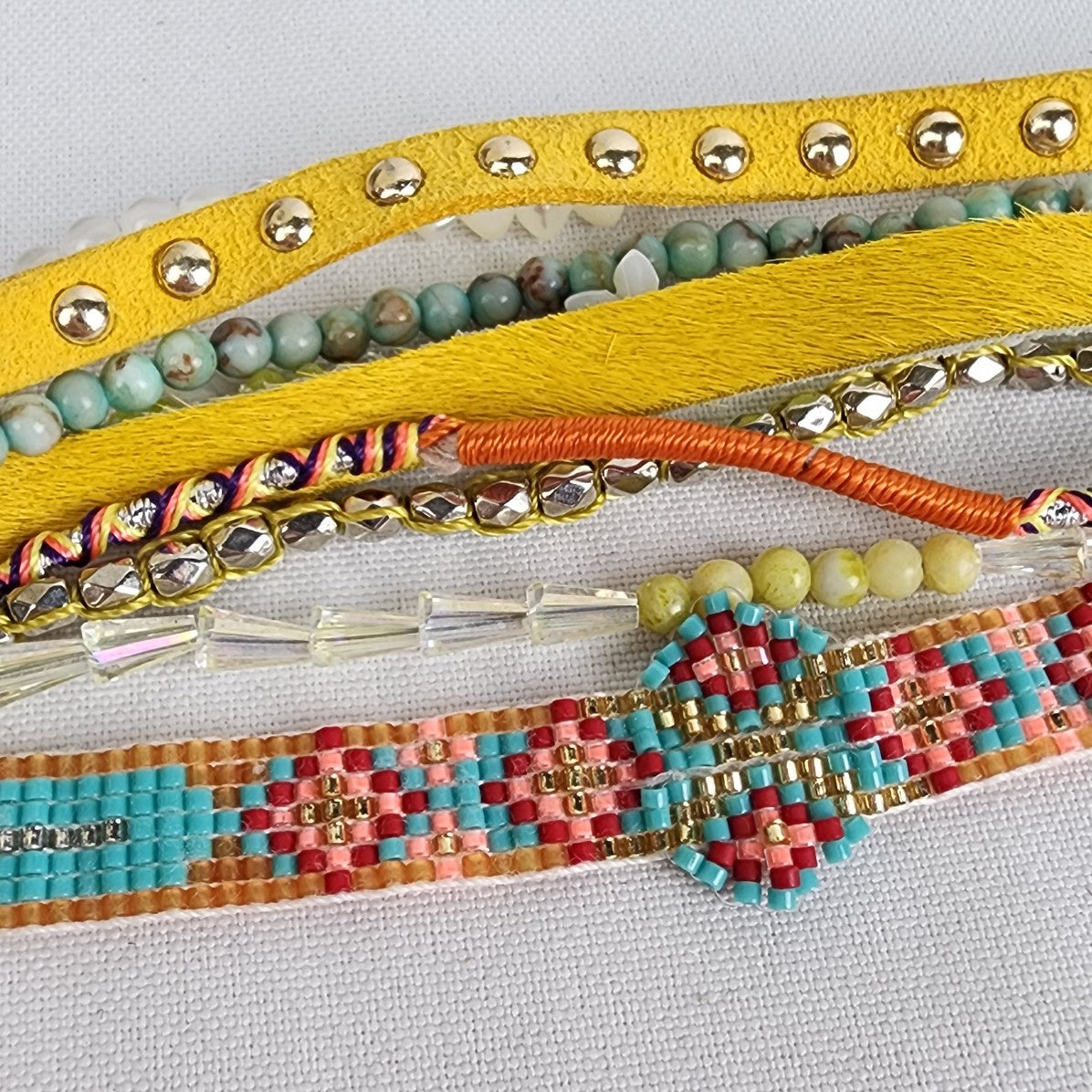 Colorful Hipanema Bohemian Yellow Multi-Strand Magnetic Bracelet