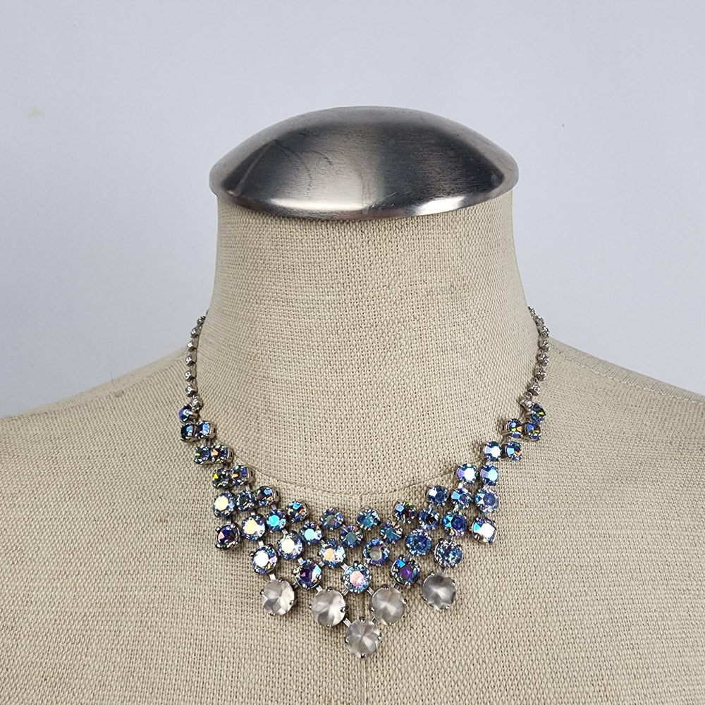 Vintage Crystal Necklace and Clip-On Earring Set - Sparkling Rhinestone Jewelry