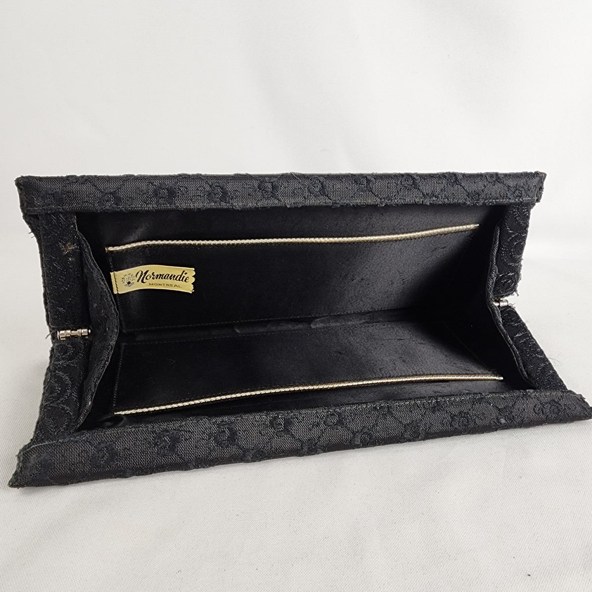 Vintage Normandie Black Floral Clutch