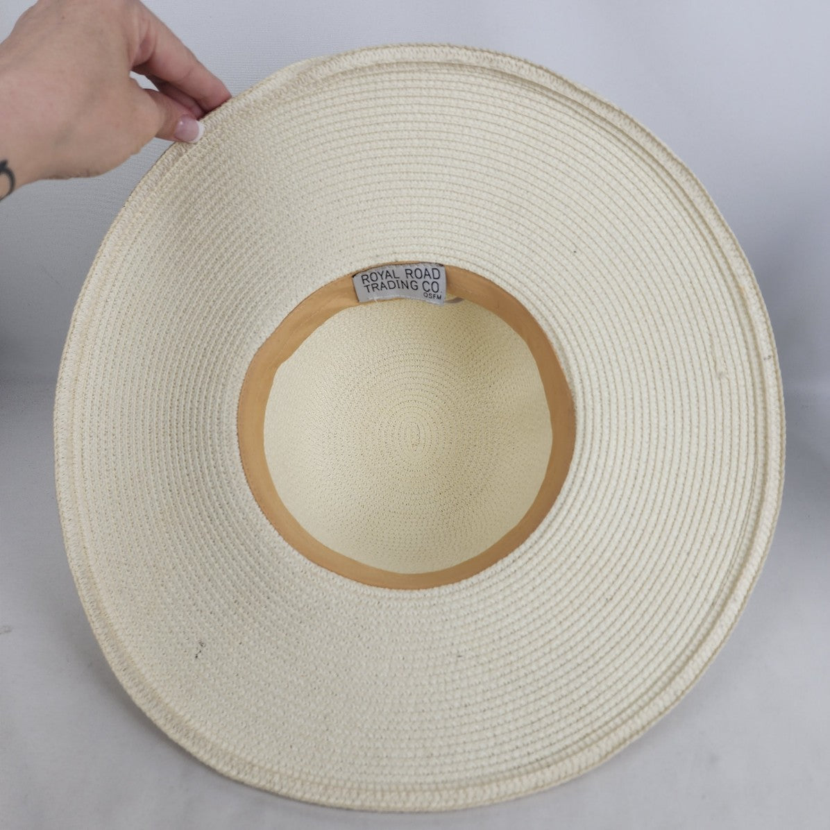 Royale Road Trading Co Cream Sun Hat - Beaded Band, Wide Brim