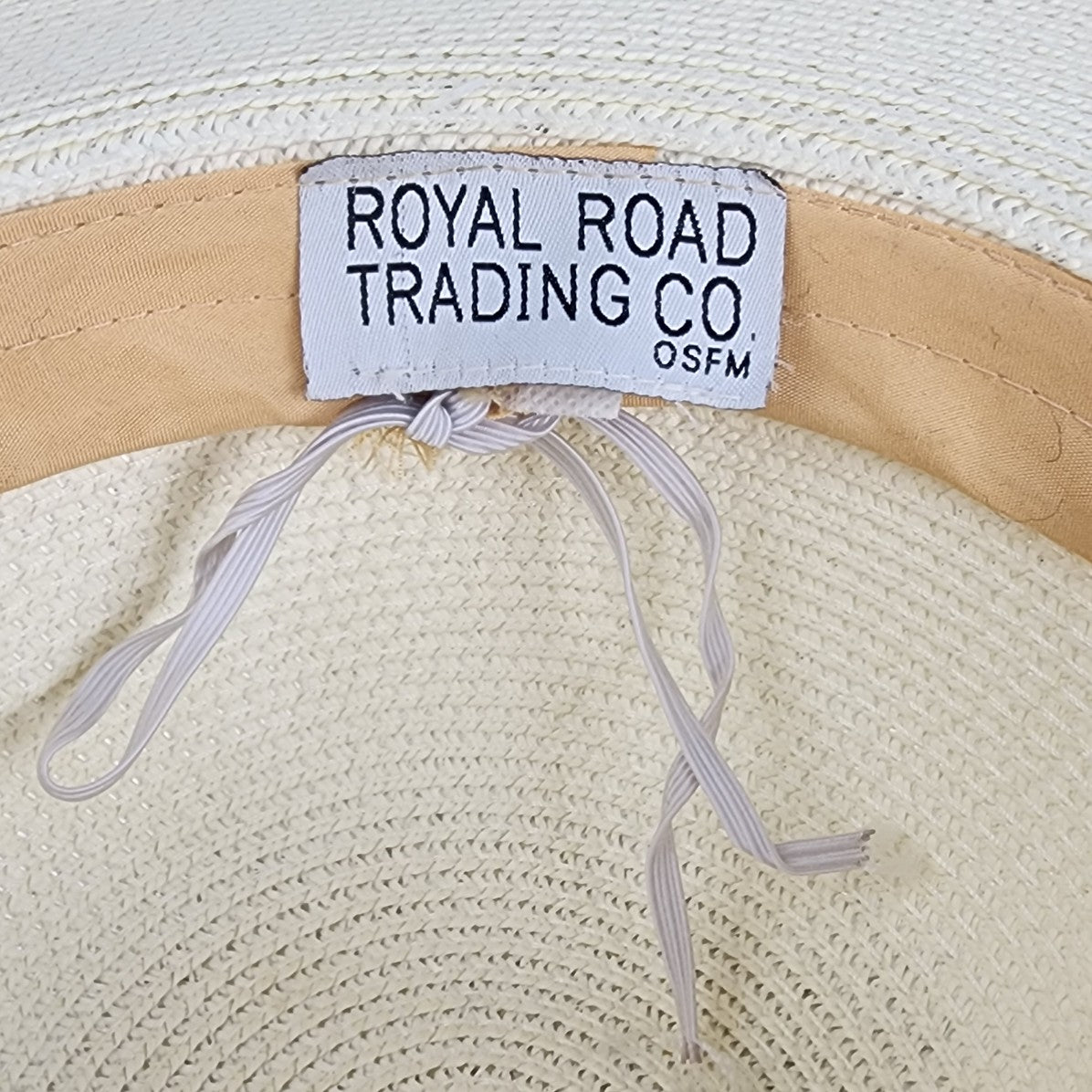 Royale Road Trading Co Cream Sun Hat - Beaded Band, Wide Brim