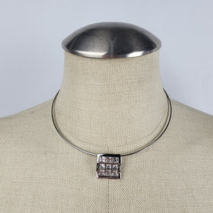 Butler Silver Tone Choker Necklace with Square Pendant