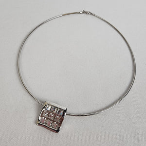 Butler Silver Tone Choker Necklace with Square Pendant