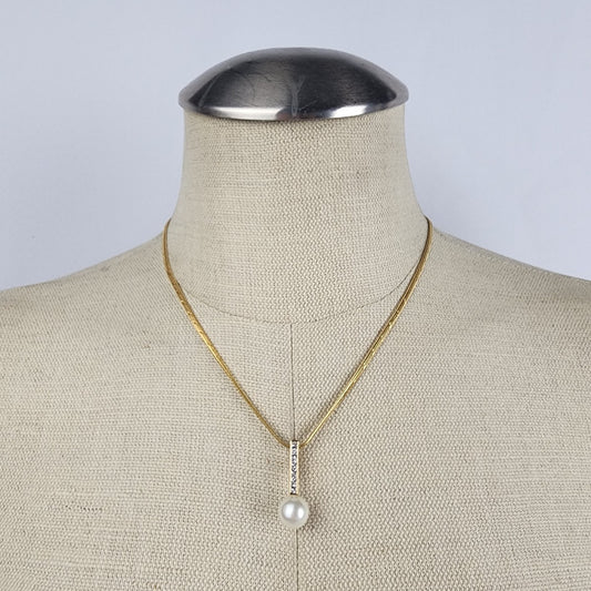 Gold Tone Fifth Avenue Collection Faux Pearl Necklacen
