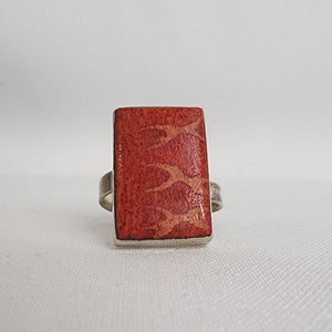 Vintage Sterling Silver Coral Stone Ring - Unique Adjustable Statement Piece