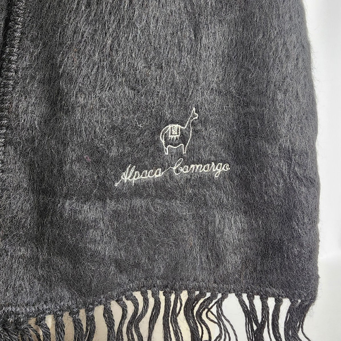 Alpaca Camargo Black Alpaca Wool Scarf - Handcrafted