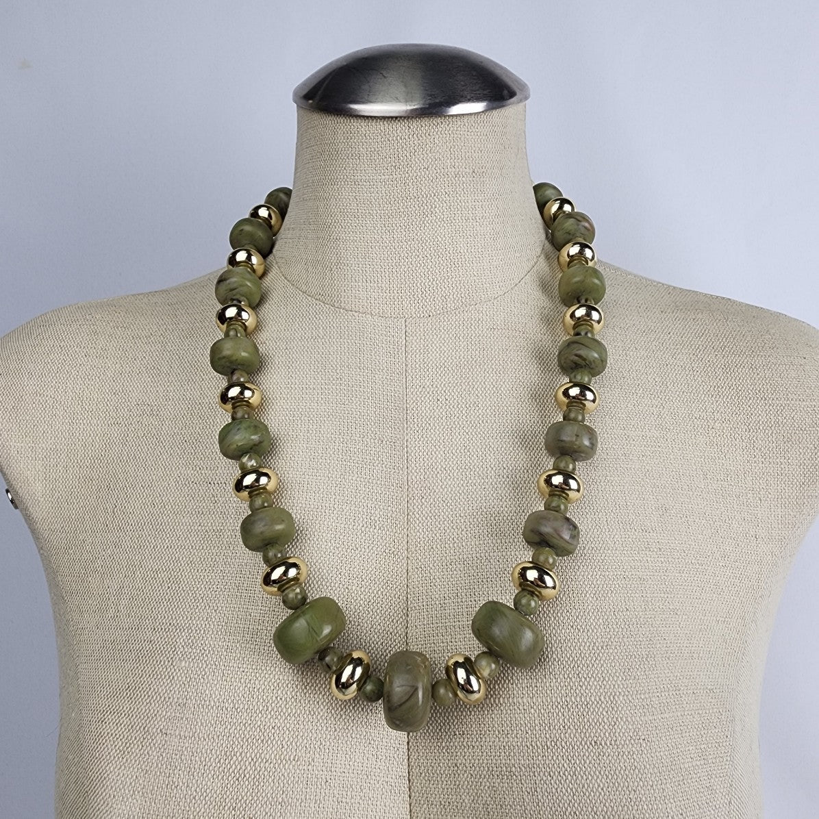 Vintage Green and Gold Beaded Necklace