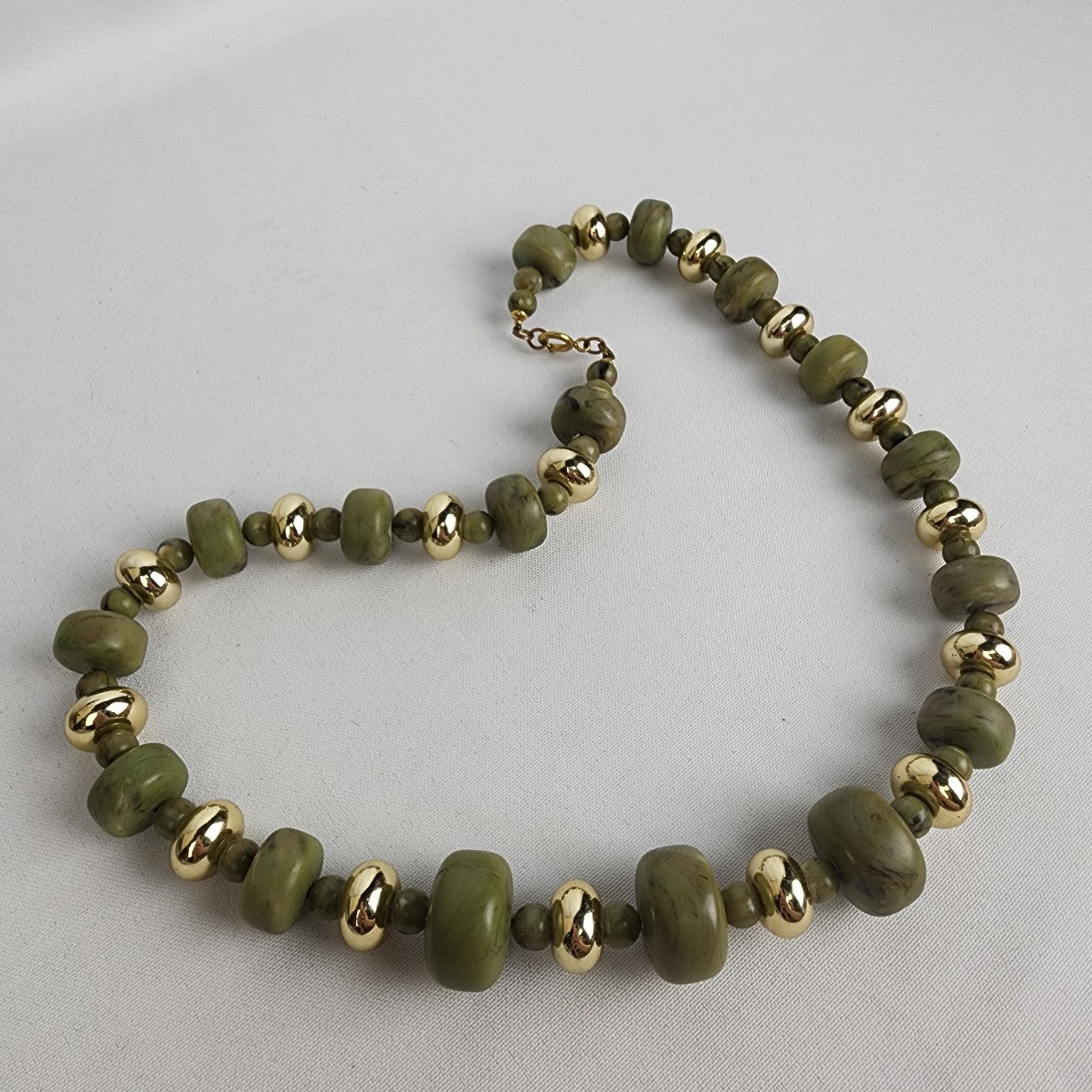 Vintage Green and Gold Beaded Necklace