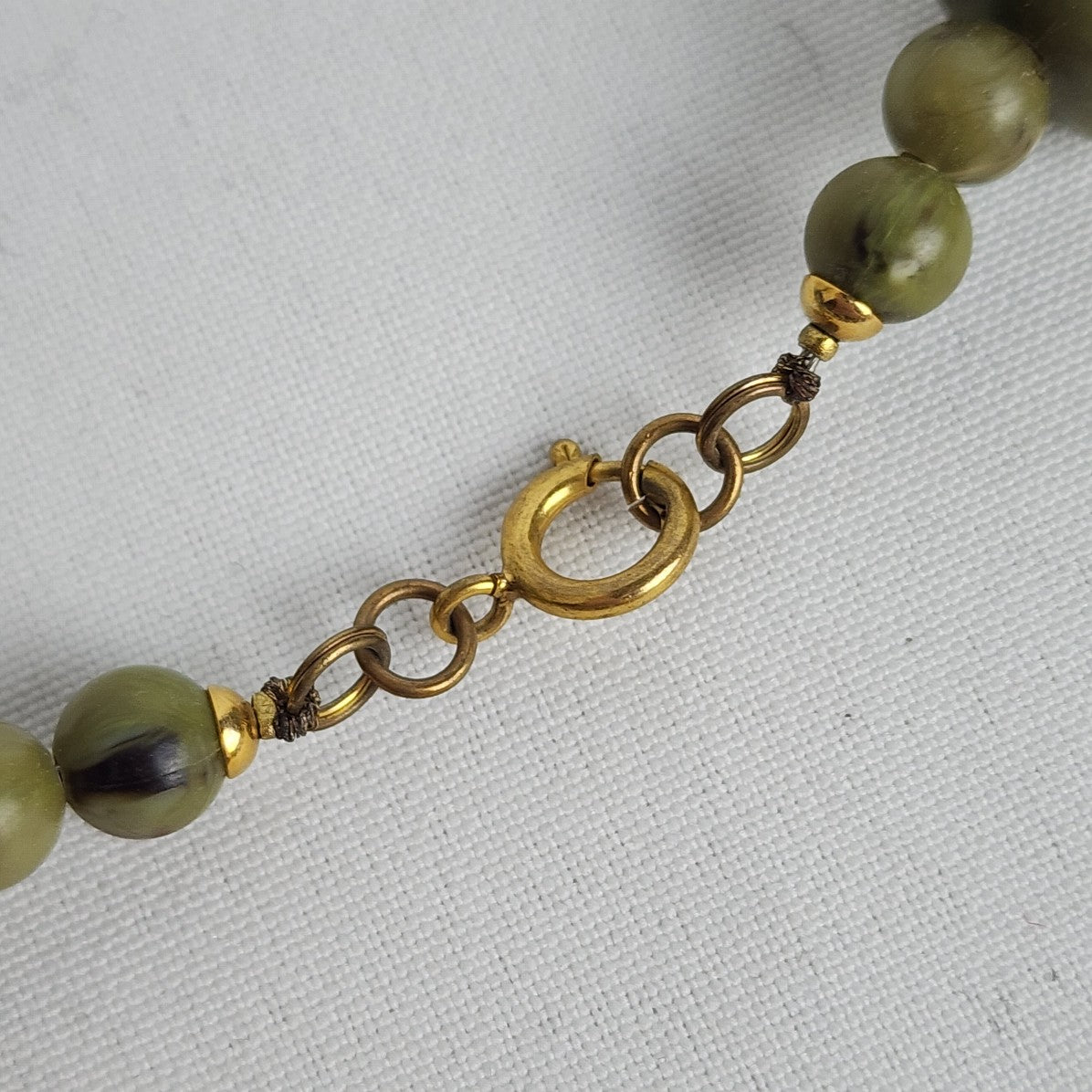 Vintage Green and Gold Beaded Necklace