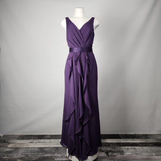 Vera Wang V-Neck Purple Bridesmaid Event Gown Size 8