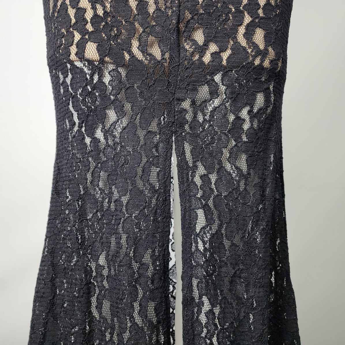 Venus Black Lace Plunging Neckline Maxi Event Dress Size 6