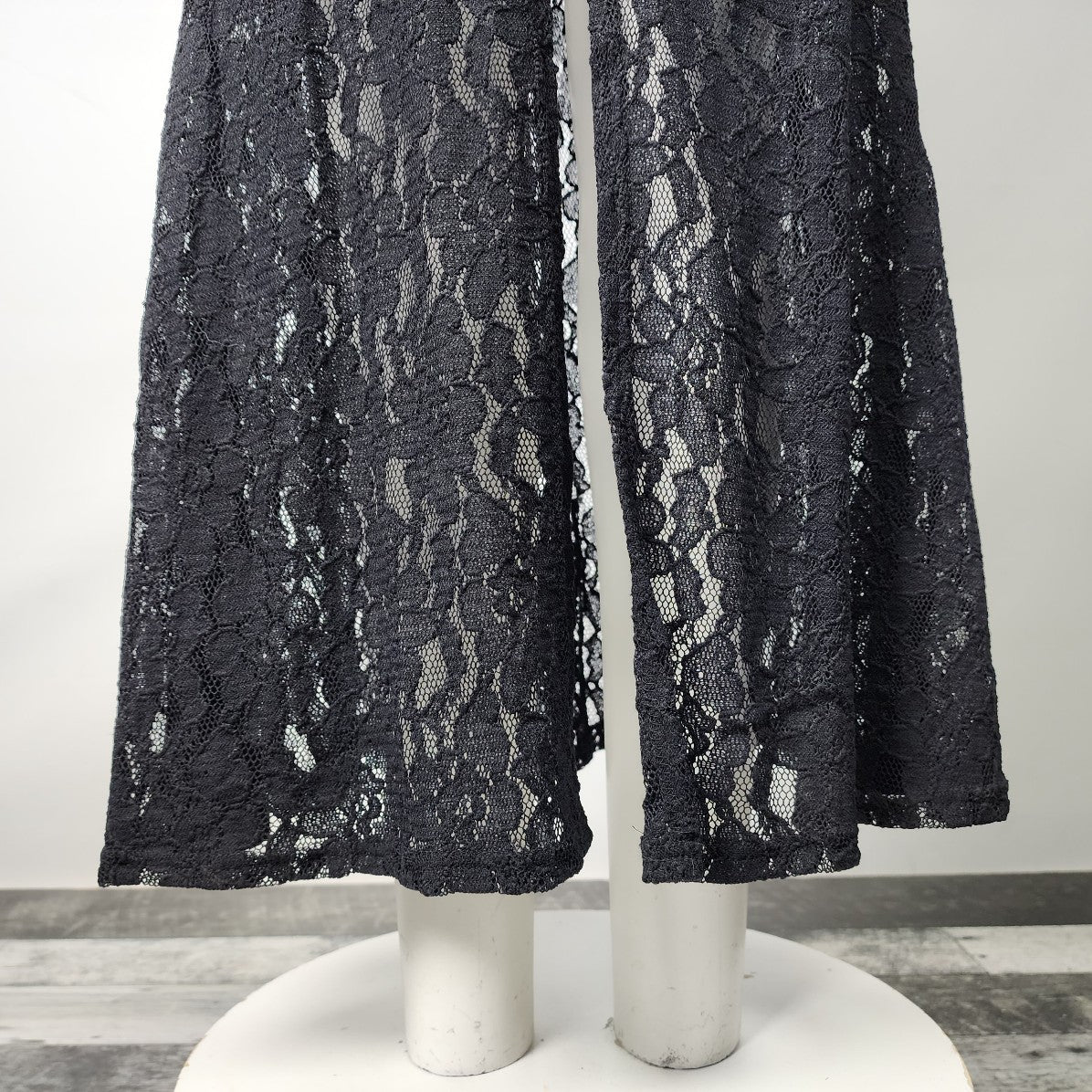 Venus Black Lace Plunging Neckline Maxi Event Dress Size 6