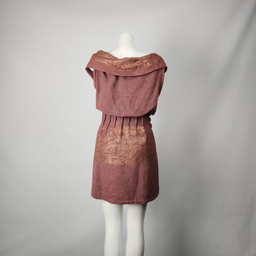 Once by Brenda Handmade Brown Metallic Dress Size S