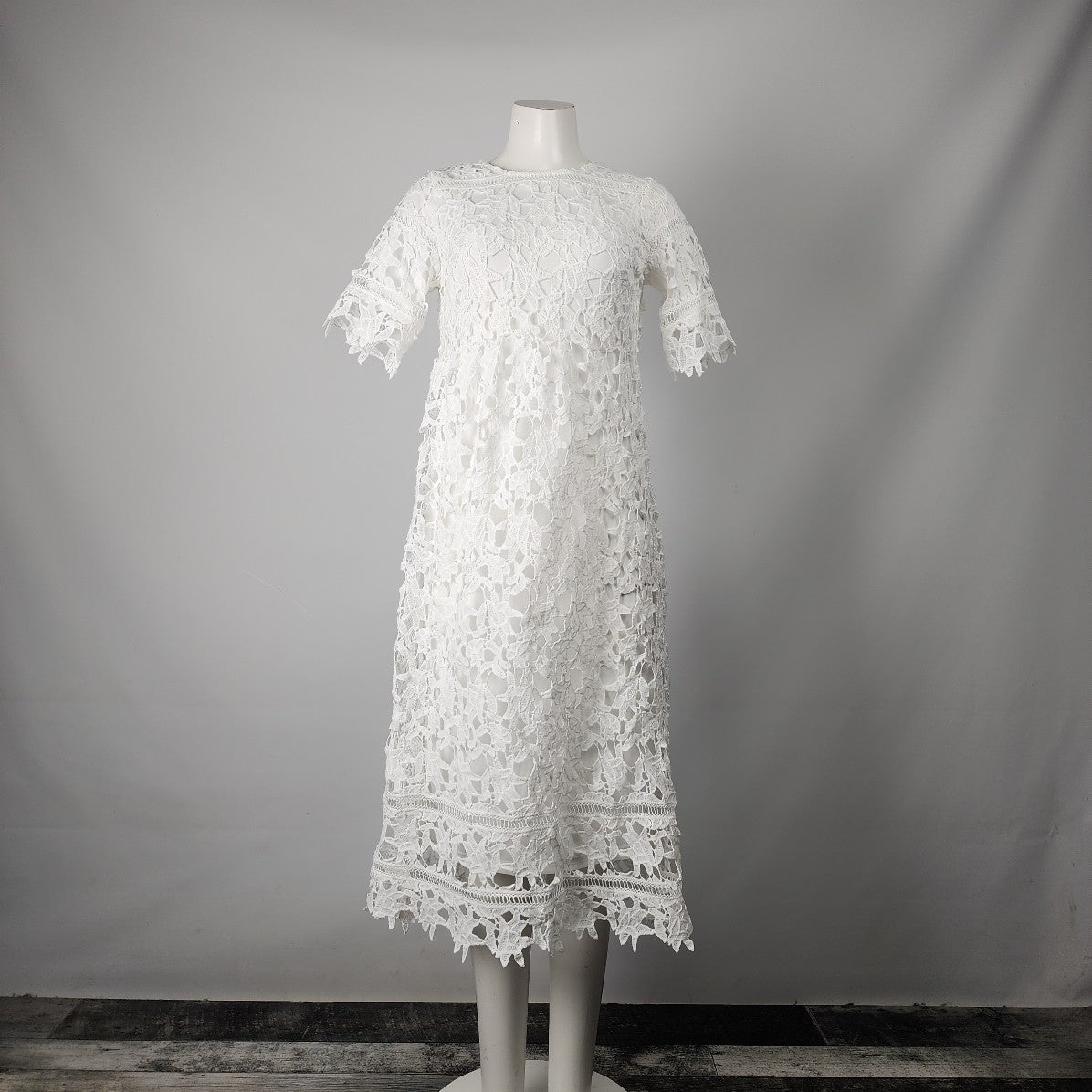 Orange Creek White Lace Afghan Midi Dress Size M