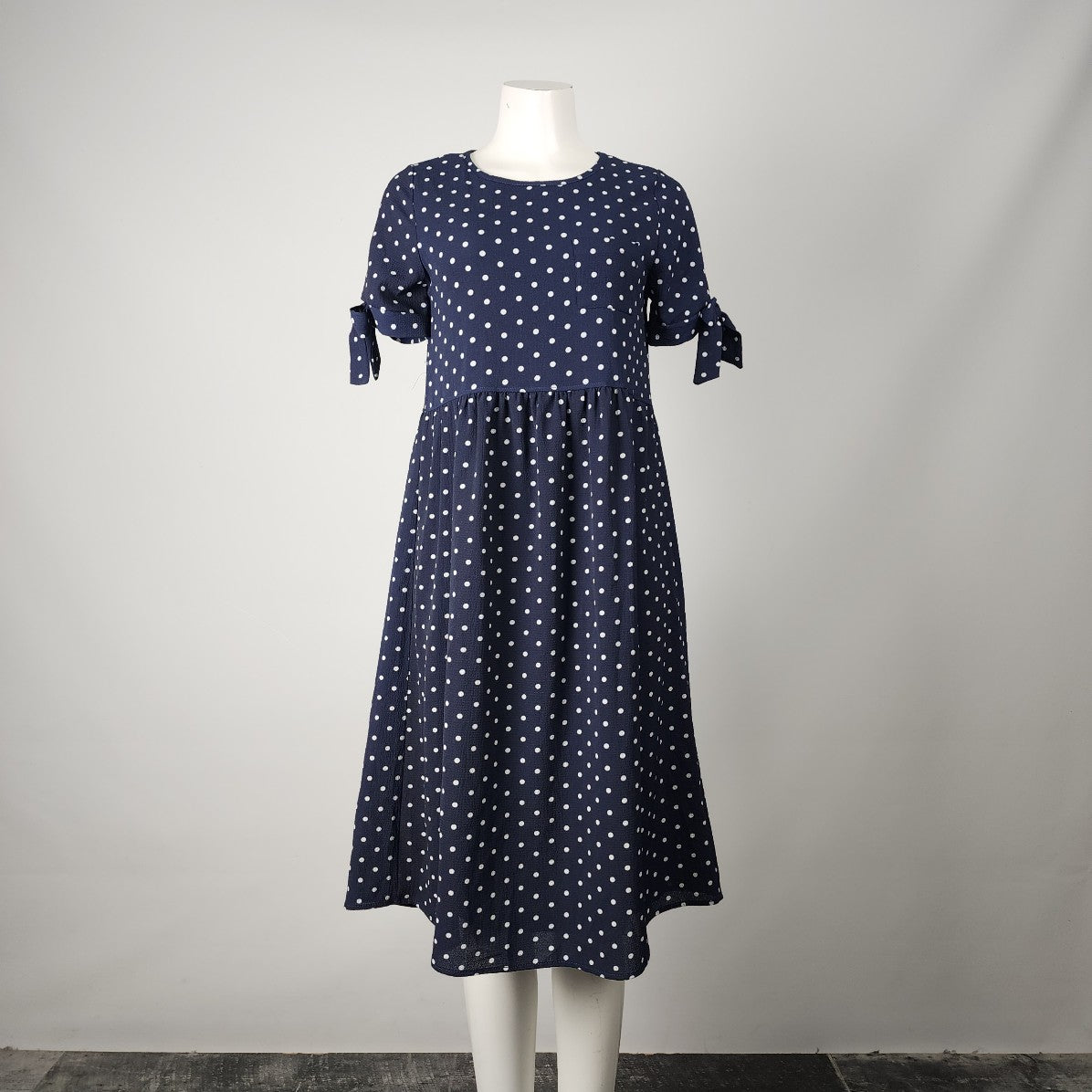 Orange Creek Navy Polka Dot Midi Dress Size S