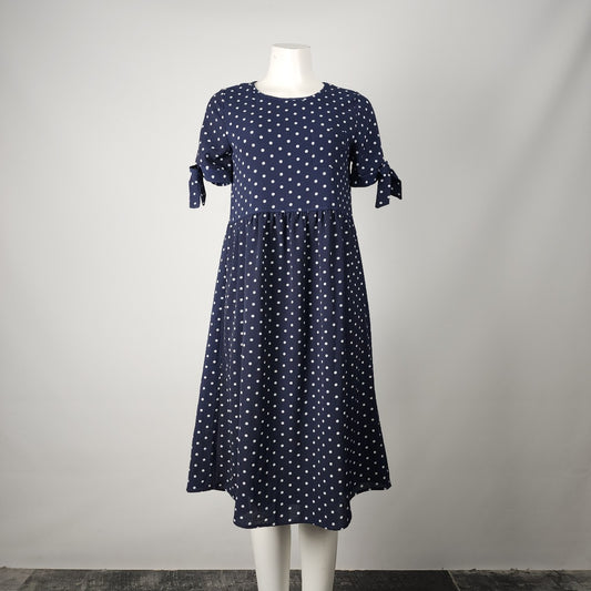 Orange Creek Navy Polka Dot Midi Dress Size S