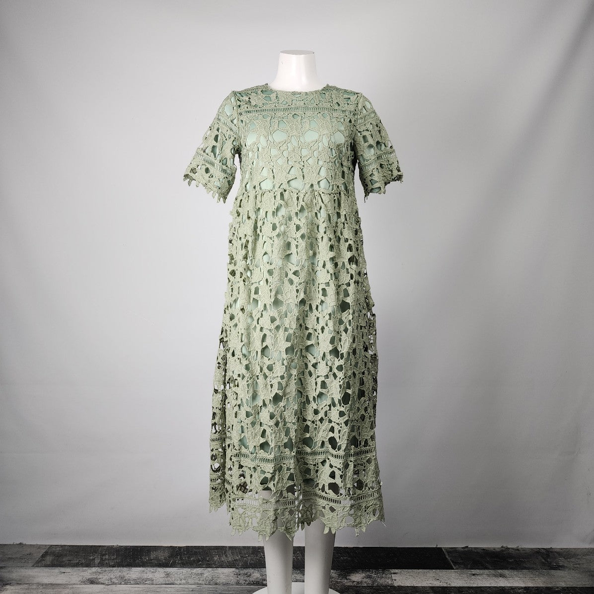 Orange Creek Green Lace Afghan Midi Dress Size M