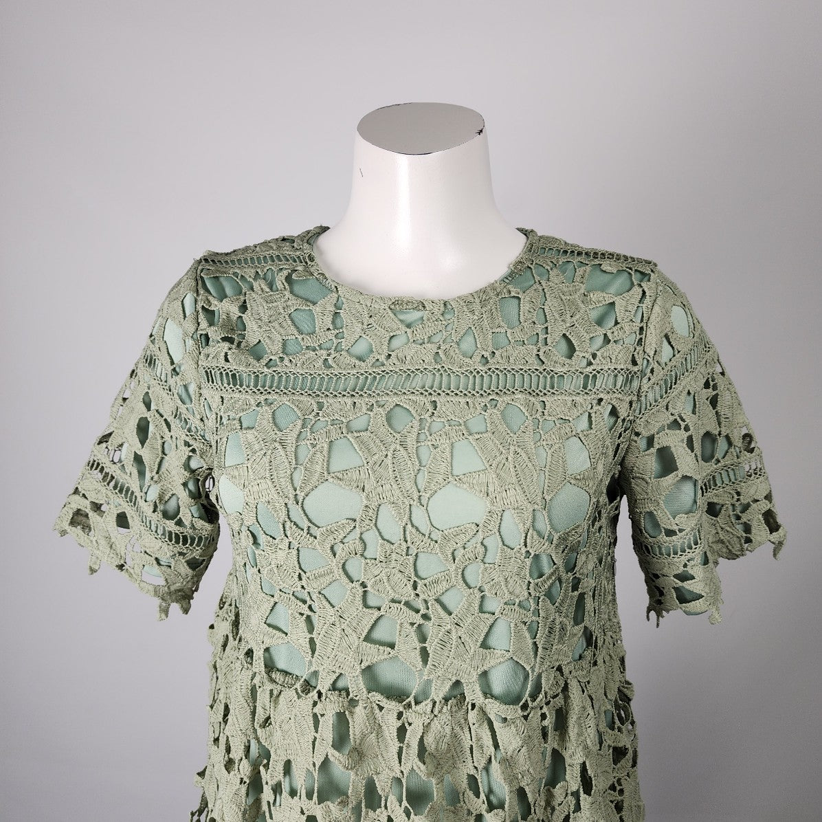 Orange Creek Green Lace Afghan Midi Dress Size M