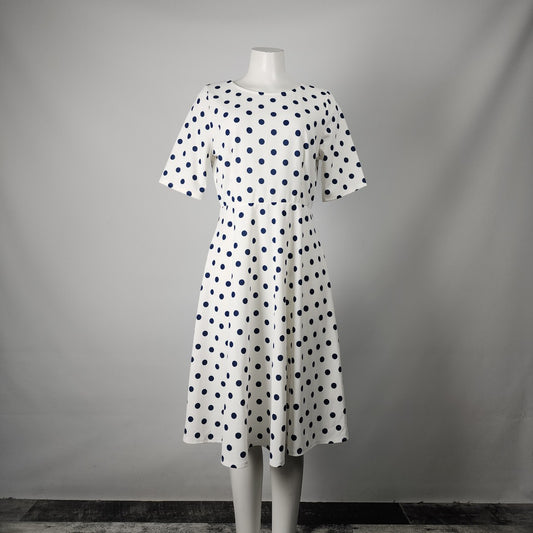 Reborn J White Polka Dot Midi Dress Size XL