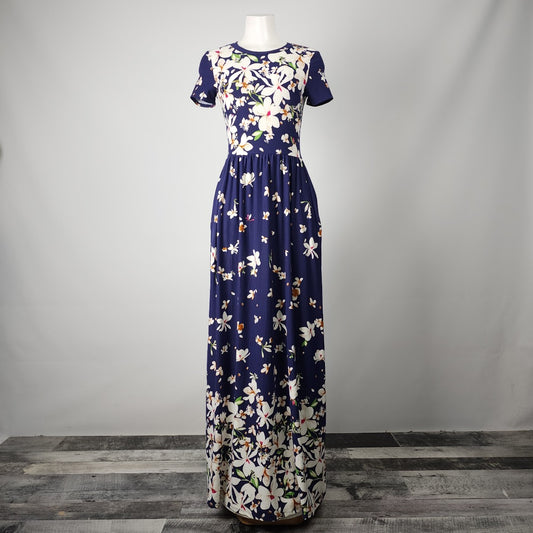 Reborn J Navy Floral Maxi Dress Size M
