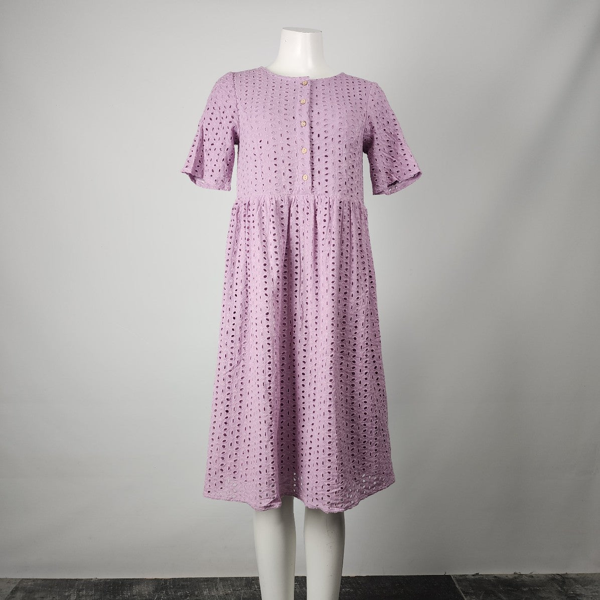 Polagram Purple Cotton Button Up Midi Dress Size S