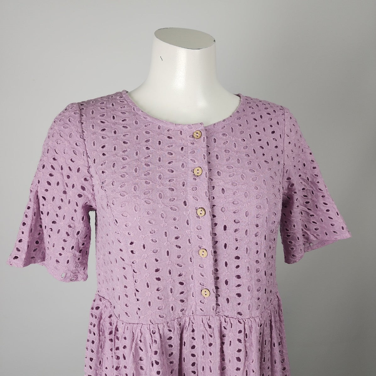 Polagram Purple Cotton Button Up Midi Dress Size S