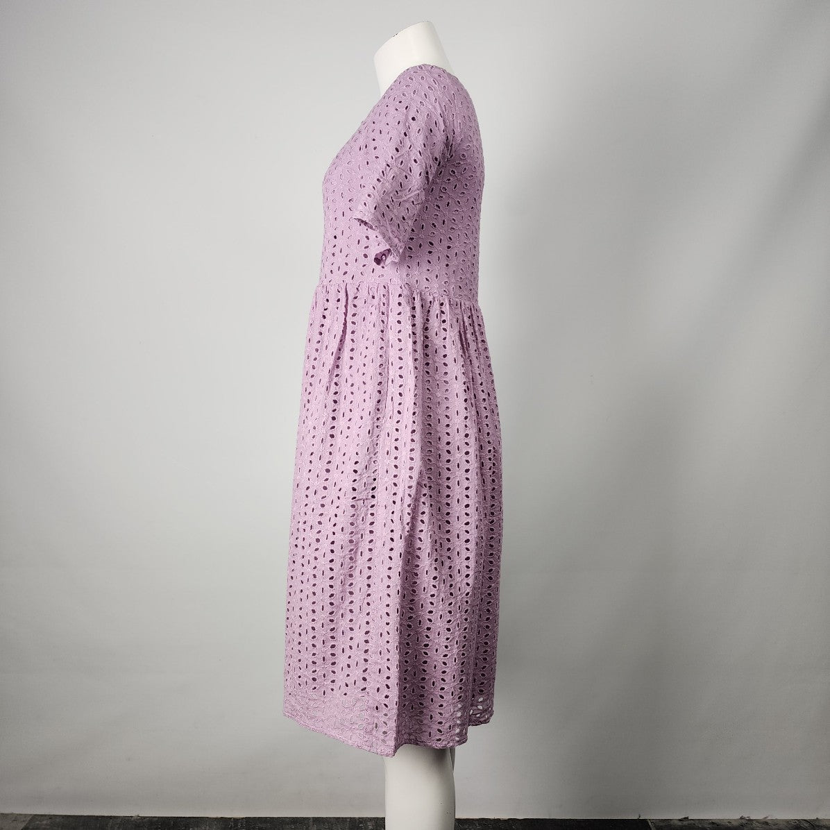 Polagram Purple Cotton Button Up Midi Dress Size S