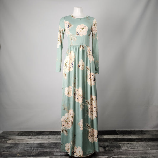 Reborn J Green Floral Maxi Dress Size L/XL