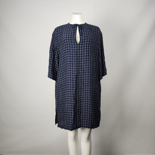 Theory Navy Plaid Shirt Dress Size M