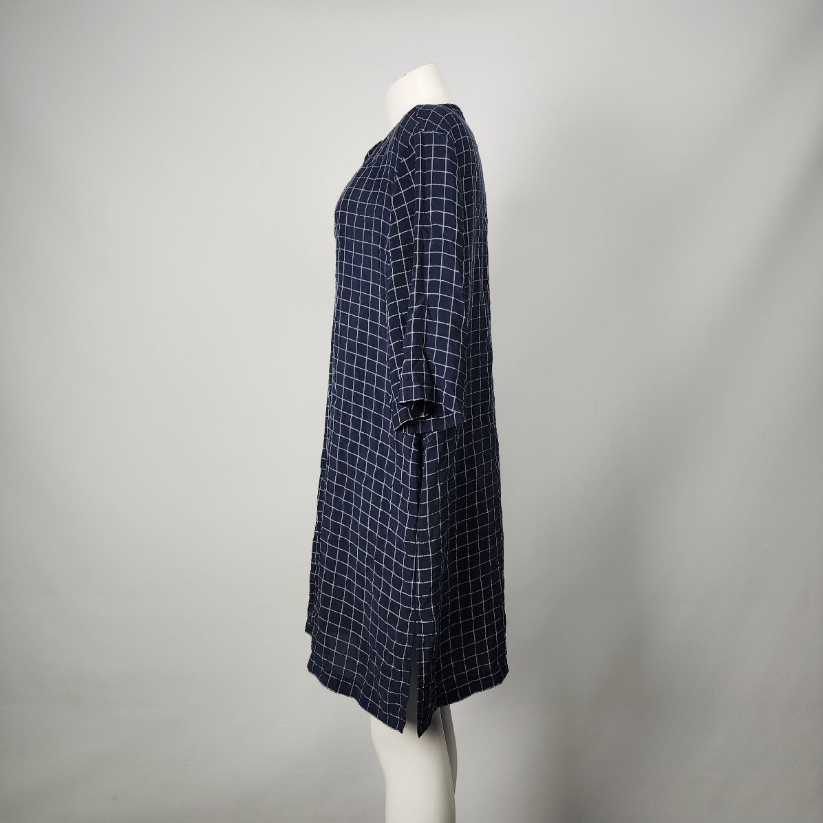 Theory Navy Plaid Shirt Dress Size M