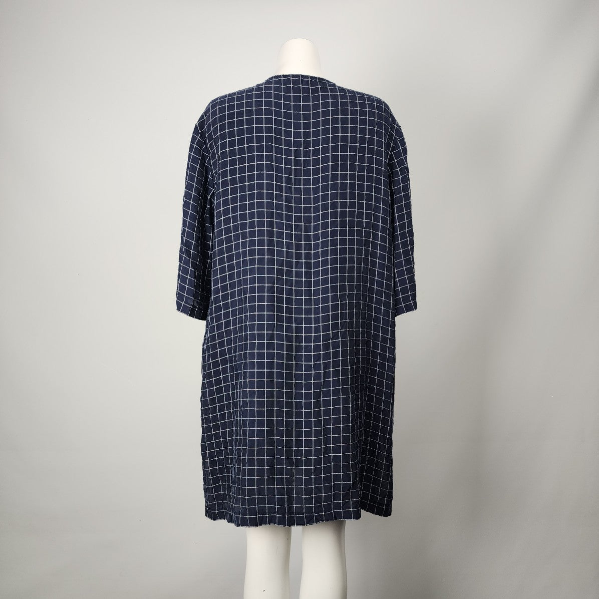 Theory Navy Plaid Shirt Dress Size M