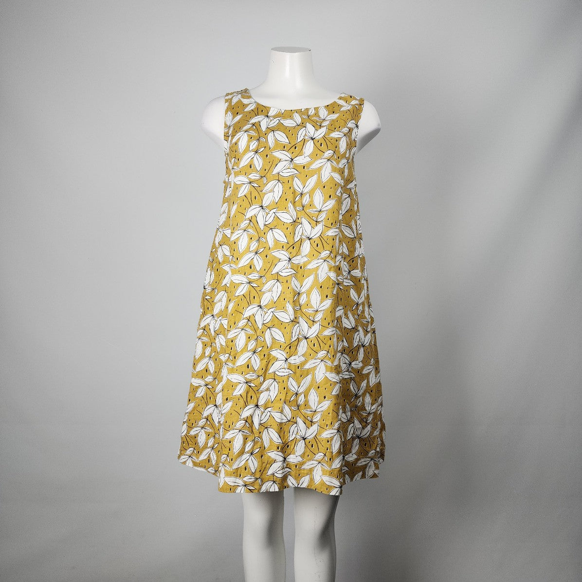 Rachel Zoe Mustard Floral Linen A Line Dress Size M