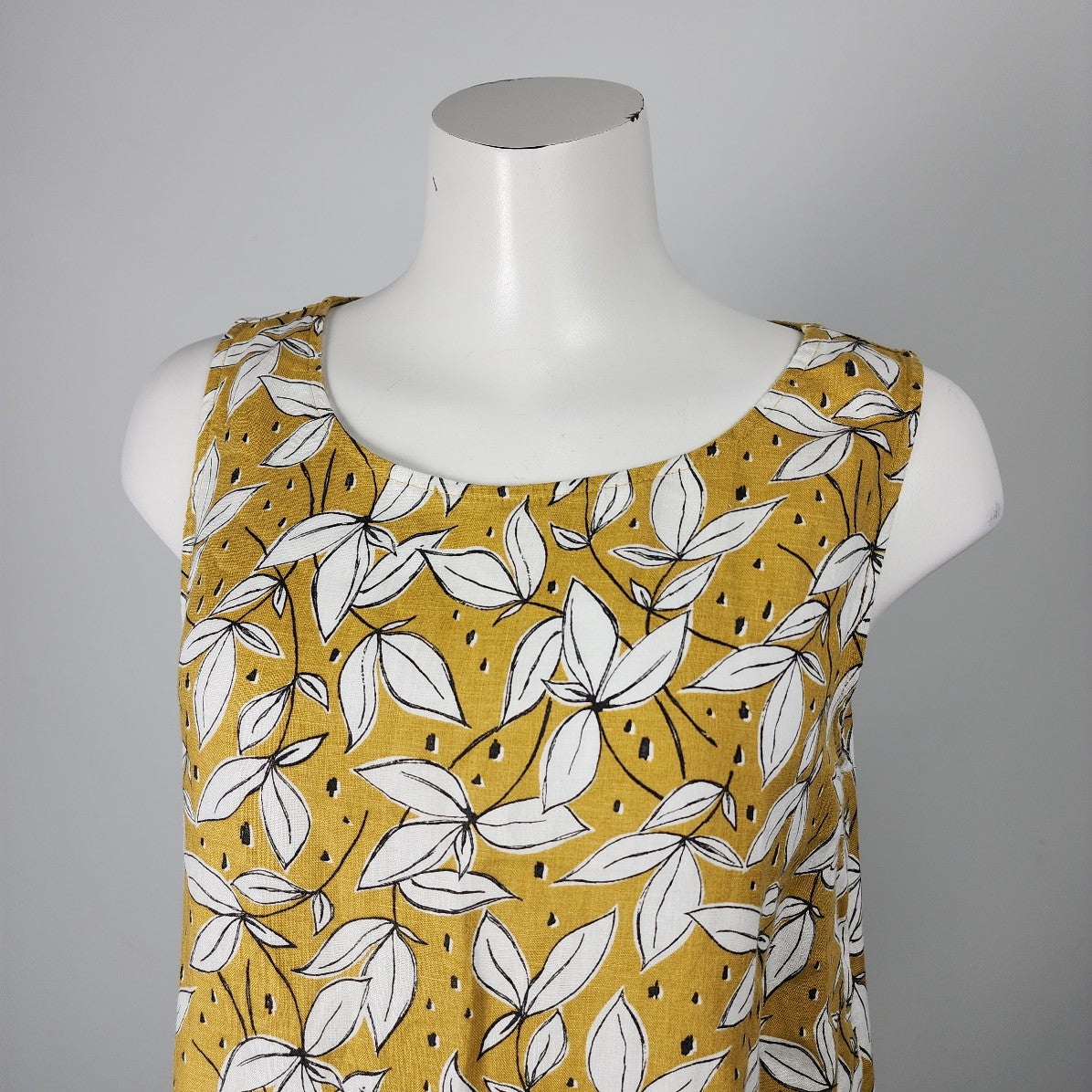 Rachel Zoe Mustard Floral Linen A Line Dress Size M