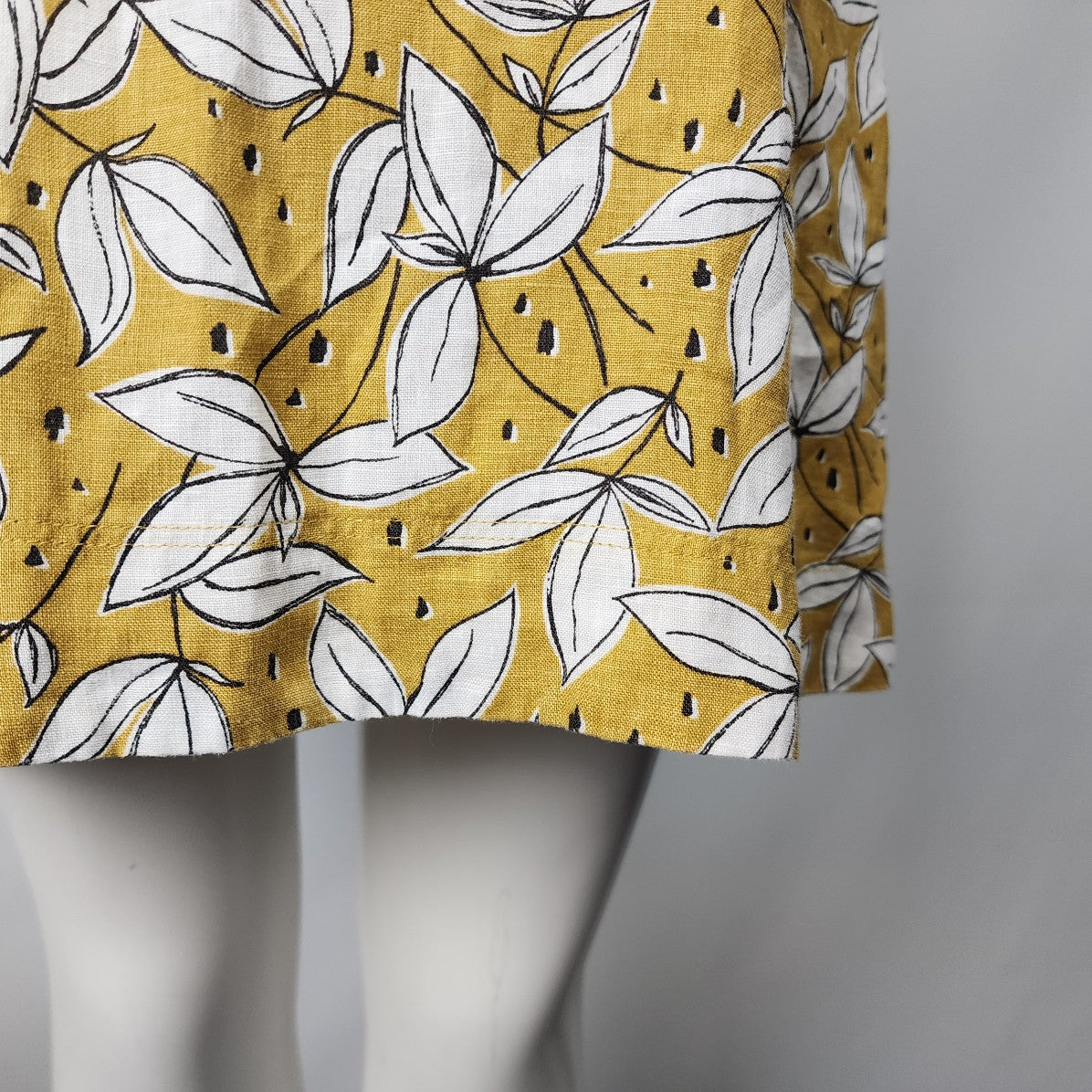 Rachel Zoe Mustard Floral Linen A Line Dress Size M