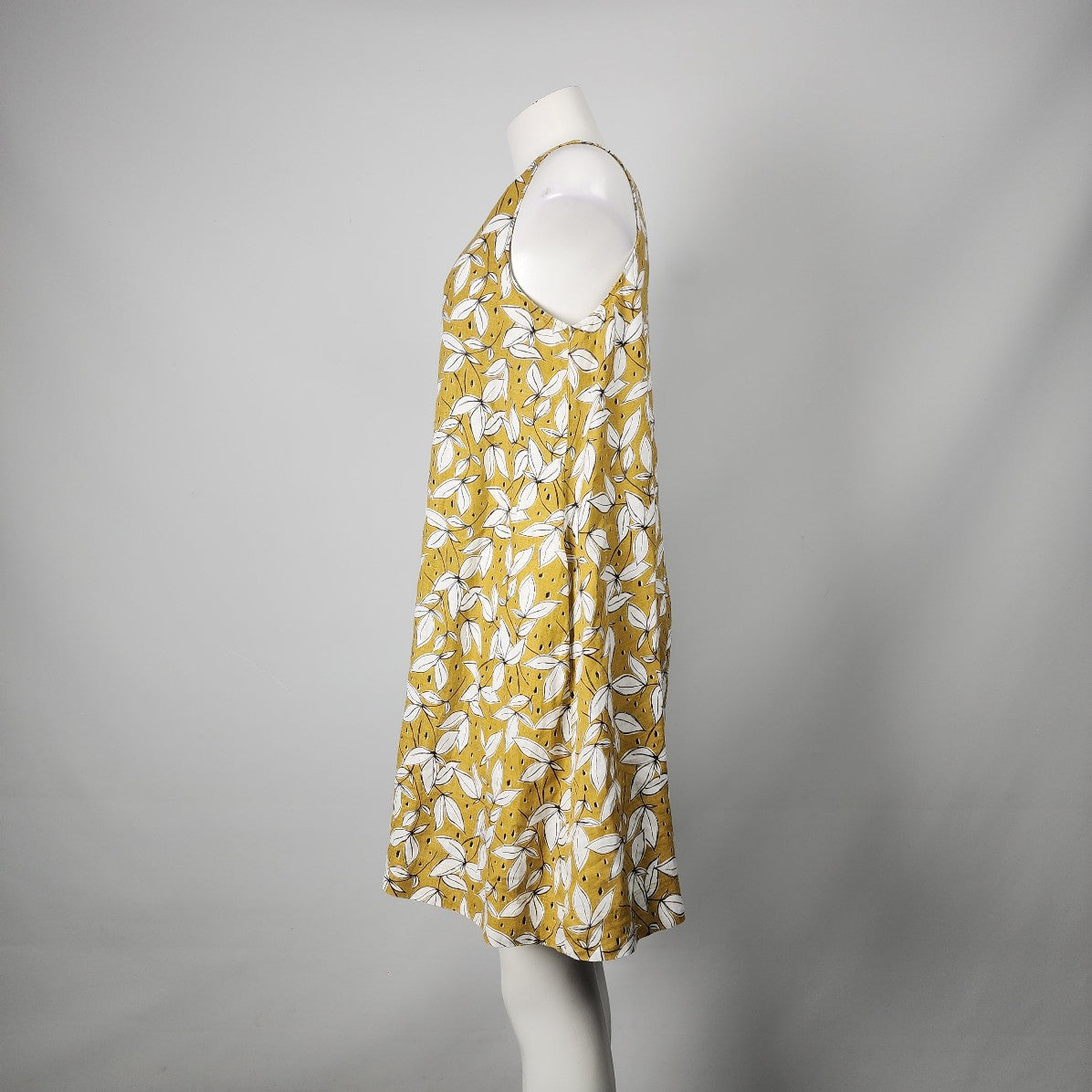 Rachel Zoe Mustard Floral Linen A Line Dress Size M