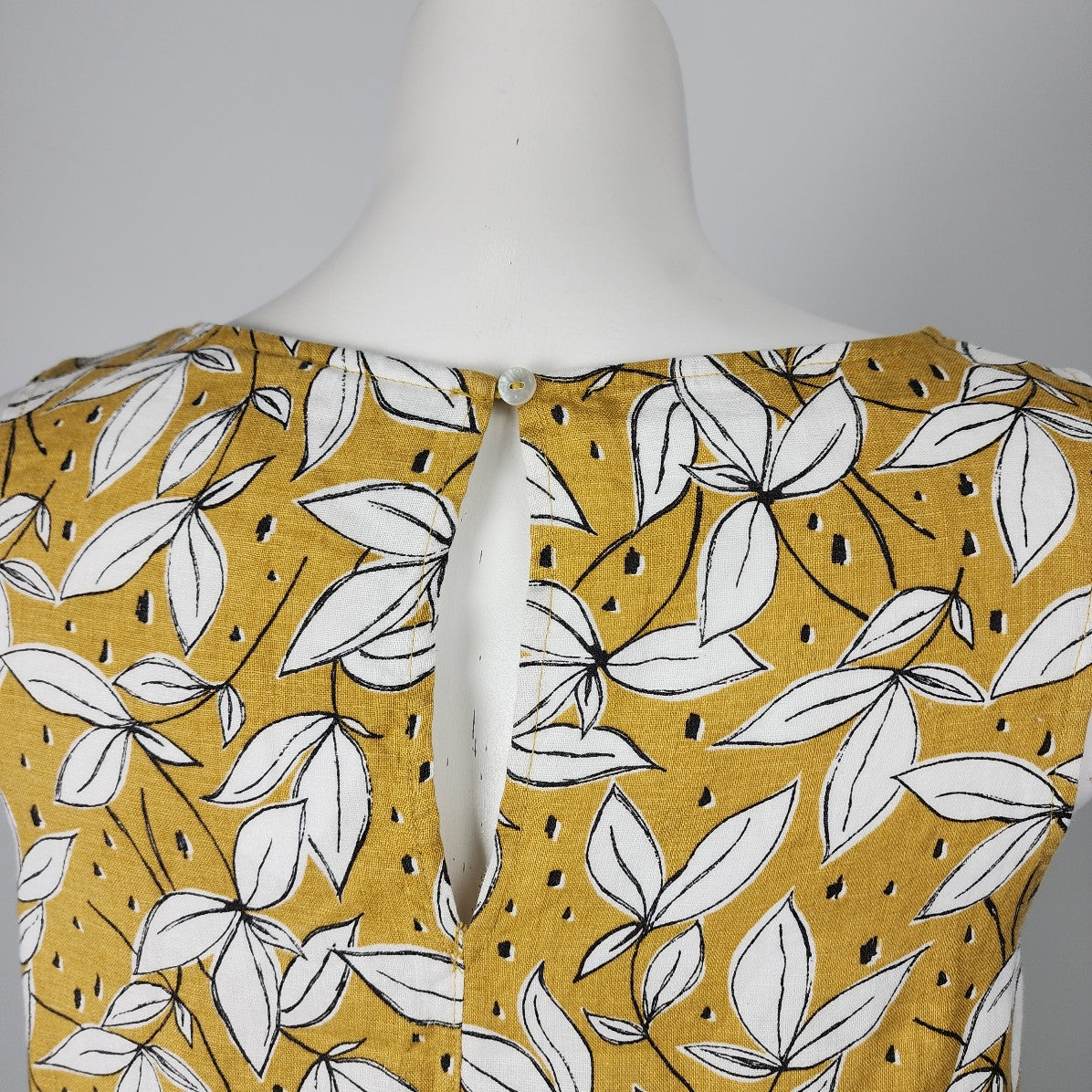 Rachel Zoe Mustard Floral Linen A Line Dress Size M