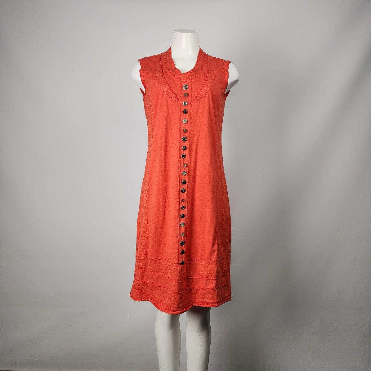 Neon Buddha Orange Cotton Sleeveless Dress Size S