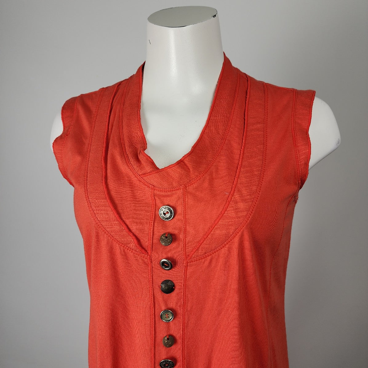 Neon Buddha Orange Cotton Sleeveless Dress Size S