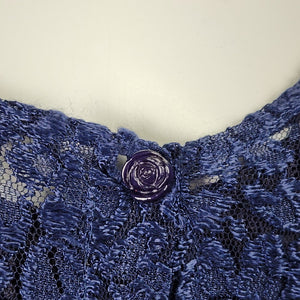 Vintage 90s Jessanan Navy Blue Lace Button Up Midi Dress Size S