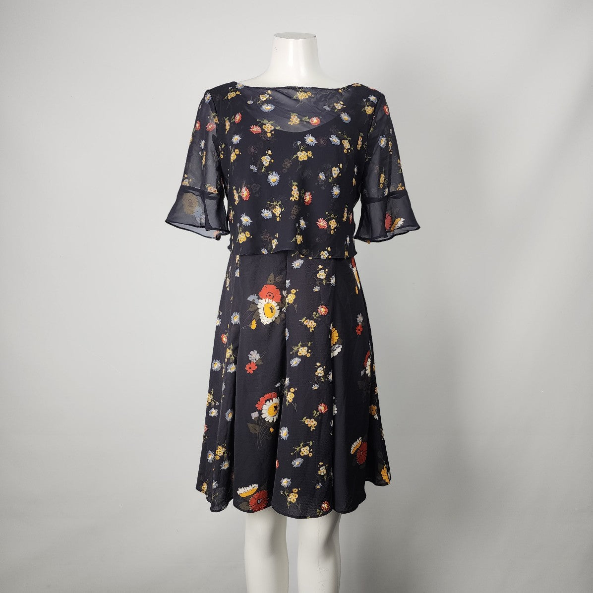 French Connection Navy Blue Floral Dress Size M