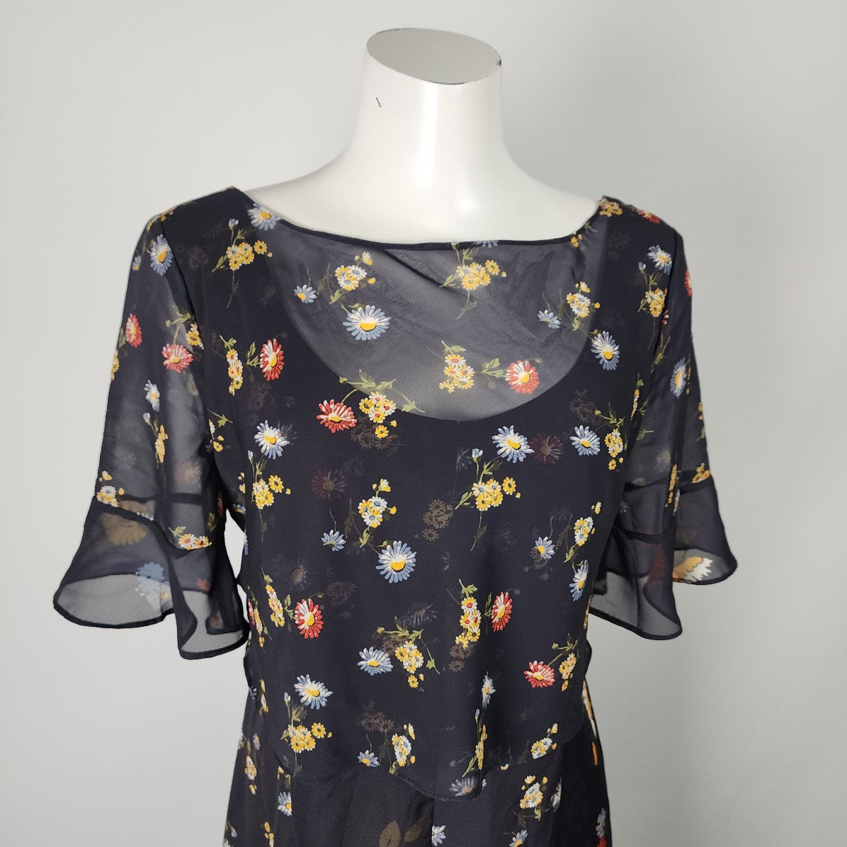 French Connection Navy Blue Floral Dress Size M