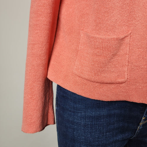 Eileen Fisher Coral Linen Knit Button Up Cardigan Size M