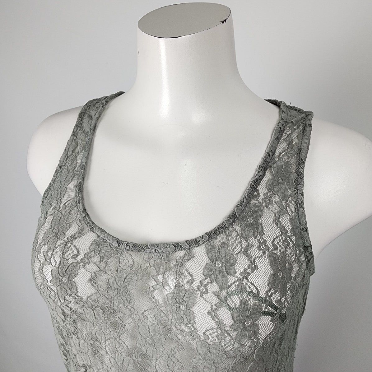 Olive Green Lace Sleeveless Top Size S