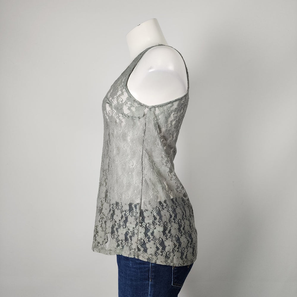 Olive Green Lace Sleeveless Top Size S