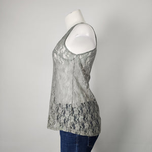 Olive Green Lace Sleeveless Top Size S