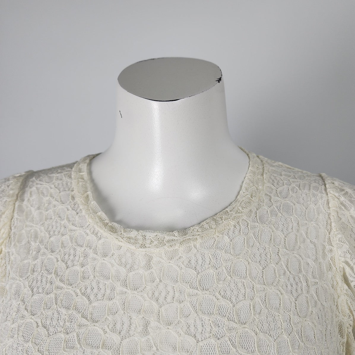 Zara Cream Lace Puff Sleeve Blouse Top Size S