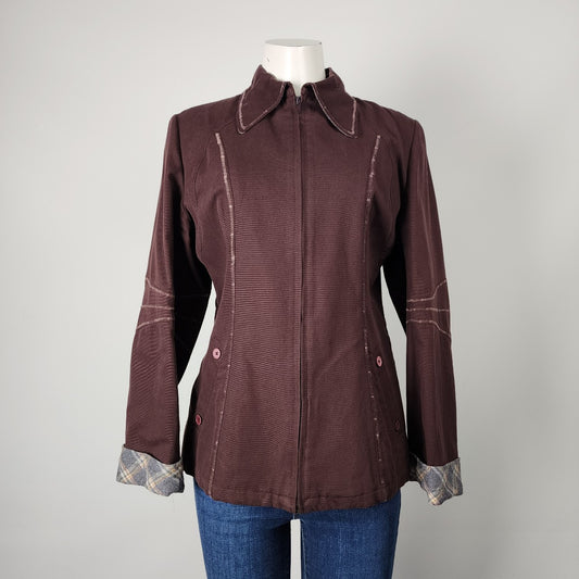 Solola Brown Cotton Zip Up Jacket Size M/L